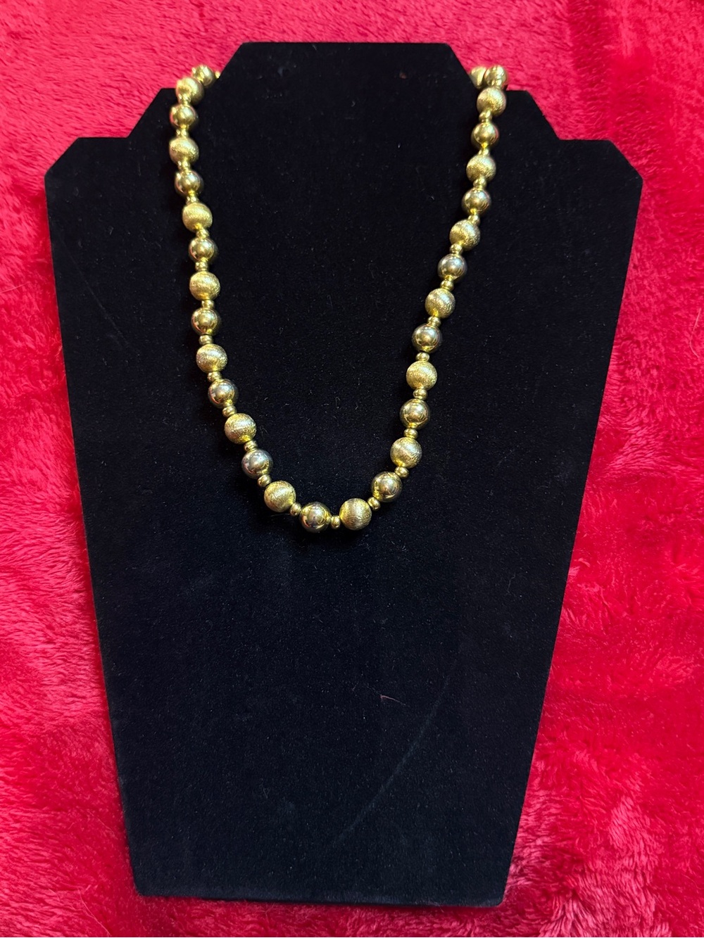 Vintage Napier Gold Textured Bead Necklace Patent 4774749